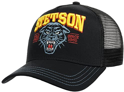Stetson Wild Ones Trucker Cap Damen/Herren One Size (57-60 cm) - Baseballkappe mit Baumwolle - Größenverstellbare Meshcap - Frühling/Sommer schwarz One Size