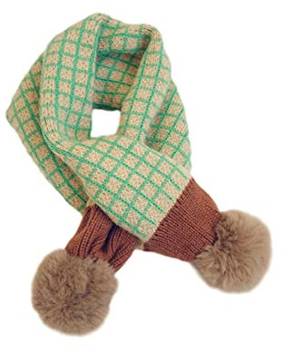 OVLAJ Warmer Schal Kinderschal Für Jungen Mädchen Gestrickt Plaid Pompom Winter Kinderschals-G,78Cm