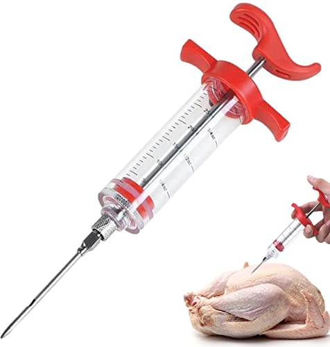 Jeringa de Cocina para Marinar,Inyector de Condimento Jeringa para Inyector de Carne Agujas Turquía Baster Herramienta para Cocinar en Casa y Hacer Barbacoas