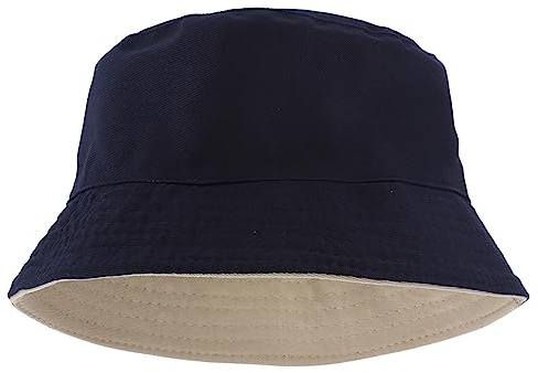 WLLHYF Fischerhut, wendbar, zweifarbig, Baumwolle, faltbar, Sonnenhut, Fischerhut, Strandkappe, Outdoor, Sommer, Reisen, Unisex (Schwarz/Khaki)