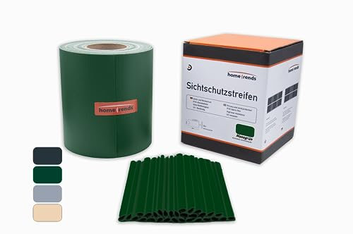 home Trends Bandes brise-vue avec clips de montage en PVC - Pare-vent - Bandes de protection des données - Pour balcon, brise-vue - Vert - 50 m x 19 cm