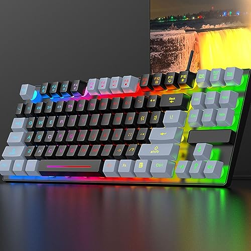 75% Mechanische Gaming-Tastatur, USB-kabelgebundene Tastatur mit LED-RGB-Hintergrundbeleuchtung und Anti-Ghosting, 87 Tasten, Kompakte Computertastatur für Laptop-PC-Gamer