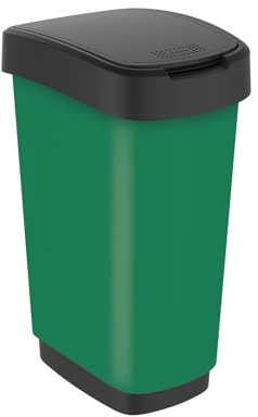 Rotho Twist Papelera 50l con tapa, Plástico (PP) sin BPA, verde, 50l (40.1 x 29.8 x 60.2 cm)