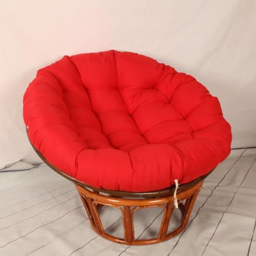 Tielag Papasansessel Kissen Sitzauflage, Rundes Dicke Stuhlkissen, Hängesessel Sitzkissen für Gartensessel, Drehsessel, Korbsessel, Balkonstuhl, Rot, 110 x 110 cm