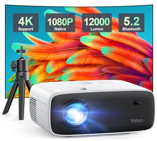 [Apps integrate] Proiettore Portatile, Yoton Mini Proiettore con Wi-Fi 6 Bluetooth 5.4, Mirroring Dello Schermo Wireless, Support 4K 1080P Auto Keystone, Compatibile con HDMI/TV Stick, Bianco