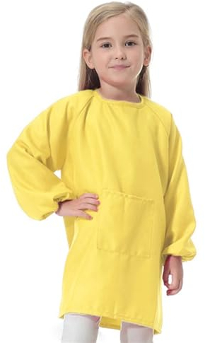 YUKORT Kunst-Kittel Kinder Malschürze Antifouling Kittel Jungen Mädchen Kinder Wasserdicht Malkittel Chilrden Schürze Kunsthandwerk Langarm BastelschüRze Set (Color : Red XL)