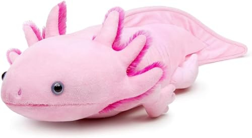 Tiny Heart Axolotl Stofftier Plüschtier 51cm/20” realistisches Axolotl Plüschtier schönes Tier niedliche und weiche Geschenke Plüsch-Axolotl für Kinder Jungen und Mädchen Axolotl Spielzeug Rosa