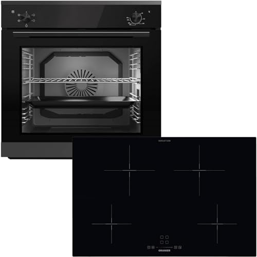 Oranier Einbau-Backofen Set EBS220 autark - 5 Funktionen - breites 80 cm Induktionskochfeld KFI380 - Kochfeld mit Slider-Bedienung & Warmhaltestufe