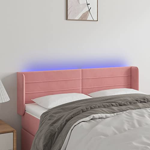 CKioict Betthaupt Wandkissen Bett Bettkopfteil Schlafzimmer LED Kopfteil Rosa 147x16x78/88 cm SamtGeeignet für Schlafzimmer, Gästezimmer, Schlafsaal