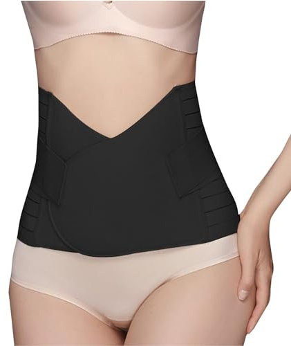 Narunii Waist Trainer Corset,Body Shaper Bauchgurt nach Geburt Postpartale Bauchband,Taille Trimmer Bauchgürtel Corset Recovery Postpartum (Schwarz, XL)