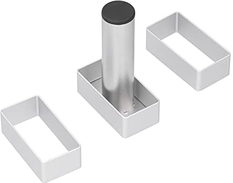 Juego de Cortadores de Galletas de 11 Uds., Molde para Galletas de Acero Inoxidable de 4-7cm con Placa de Prensa, Moldes para Fondant de Repostería DIY para Hornear(6.4cm Rectangular)