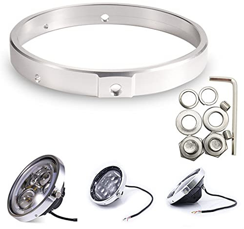 AYKANING Motorrad Hauptscheinwerfer,Motorrad Scheinwerfer Runde 7 Motorrad Schwarzer Projektor Motor HID Glühbirne Scheinwerfer(Color:Chrome Ring)
