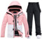 ALSOGO Damen Skijacke & Skihose Set Skianzug 2 teilig Schneeanzug Wasserdicht Warm Winterjacke mit Abnehmbare Kapuzen zum Skifahren Snowboarden Schneejacke Schneehose TY133PKW Schwarz,M