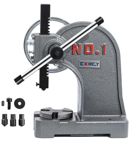 CXRCY Arbor Press 1 Ton with Hand Wheel, Cast Iron Heavy duty Manual Arbor Press 1 Ton, 5.5 Maximum Height, Desktop Arbor Press, Metal Punch Press Machine for Stamping Bending Forming Stretching