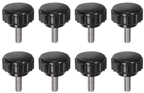 QUARKZMAN 8 Stück Rändelschraube mit Gewinde M4 x 10mm x 18mm Rundkopfschraube Edelstahl 304 Rundgriffbolzen Klemmknöpfe 18mm Handknöpfe Daumenschrauben Spannschraube für Industrie Maschine