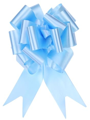 QUARKZMAN 10 Stück Geschenk Schleife mit Geschenkbänder Große Ziehschleife 15cm Geschenkschleife Schleifenband Dekoration für Geschenkverpackung Hochzeit Auto Geburtstag, Hellblau