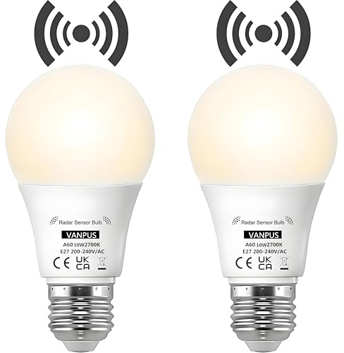 Vanpus E27 LED-Lampe mit Bewegungsmelder Radar 10W Warmweiß 2er-Set A60b