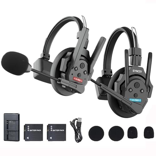 SYNCO XTALK XPro2 - Sistema de intercomunicador inalámbrico con micrófono, dispositivo maestro aleatorio, dúplex completo de 2.4 GHz, 500 m/1640 pies, monitoreo en tiempo real, 24 horas de tiempo de