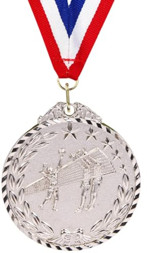 JUCHRZEY 6,5 cm Volleyball-Medaille, Sportbelohnungen mit Halsband, Siegermedaillen aus Metall, Gold/Silber/Bronze-Medaille for Wettbewerbe, Partys, Rennen