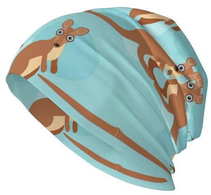 Lustig für Känguru Zoo Erwachsene Mode Strickhut Bean Hut Elastische Randlose Hut Warme Hut Täglich Home Schwarz, Schwarz, One size, blacks, Einheitsgröße