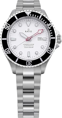 RATIO FreeDiver, orologio subacqueo da donna con cristallo di zaffiro, movimento automatico giapponese, orologio subacqueo resistente all'acqua fino a 200 m, bianco