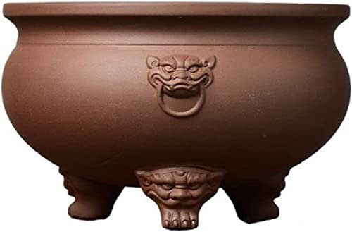 Pots de fleurs vintage d'intérieur de style chinois en céramique violette et argile - Pots de fleurs hauts - Jardinières décoratives pour orchidées, plantes succulentes - Jardinières d'intérieur et d