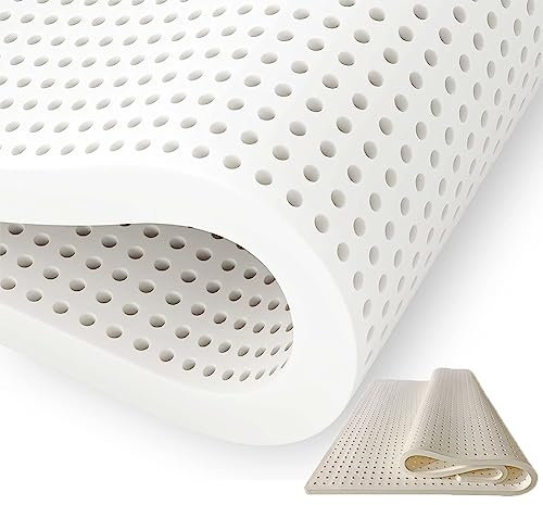 KUGGKKTP Weiche Matratzenauflage aus 100% Naturlatex, zertifizierter Bio-Latex | Tiefer erholsamer Schlaf | Unterstützung für Schultern, Hüften, Rücken und Knie, 2 Zoll, 140 x 200 cm (55 x 79 Zoll)