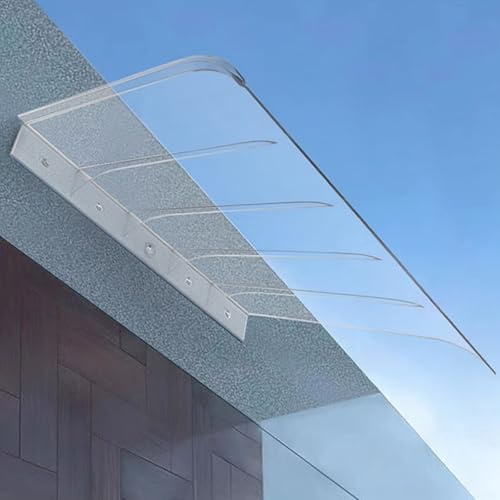 Toldo de Entrada de Puerta,Tejadillo de Protección Transparente,Marquesinas Exterior,Toldo Cubierta,Tejadillo Puerta de Policarbonato Curvo,para Lluvia y Nieve (50x90cm/20 x35,Facade)