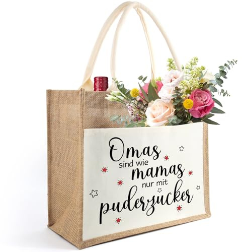 Jutetasche Damen Geschenke, Jute Shopper Bag als Geburtstagsgeschenke | Jute Einkaufstasche personalisiert Geschenk für Frauen zum Geburtstag, Abschied, Ruhestand, Muttertag, Weihnachten