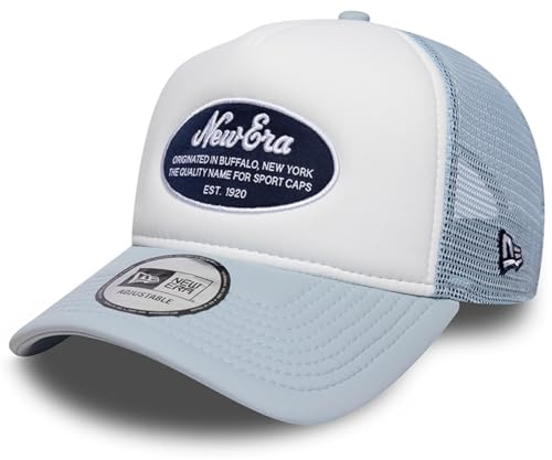 New Era Oval Foam Patch Trucker Adjustable Cap NE Logo Weiß Blau, Size:OneSize