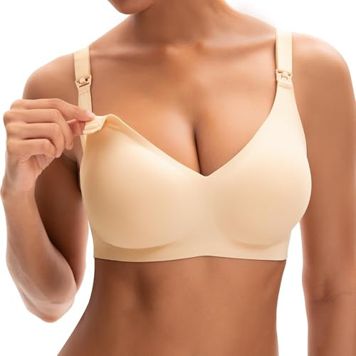 INNERSY Still BH Ohne Bügel Seamless Schwangerschafts BHS Umstands Bralette | Still Bra mit zusätzlichen BH-Verlängerung, Soft Stillbhs mit Polster Nahtlos, Stillen und Schlaf BH Bügelloser,V-Ausschnitt