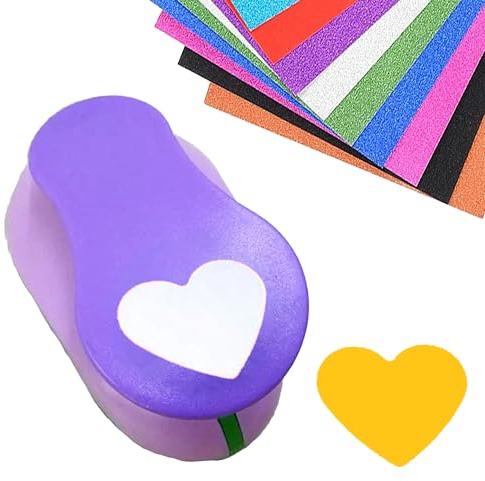 Punch, 50 mm, Paper Punch, Motif Punch, Round Paper Punch, Circle Motif Hole Punch, Set Punch, Motif Hole Punch for Gift Tags, Crafts, Scrapbooking, Photos, Greeting Cards (Heart 50 mm)