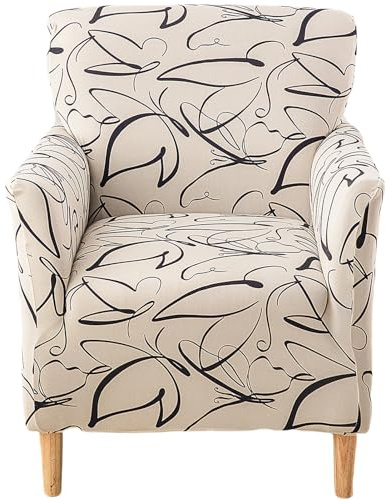 Ausing Sofa Covers Beige 1 Sheater Art Abstract Leaves Armchair Slipcover | High Stretch Armchair Slipcovers for Living Room Bedroom Home Hotel