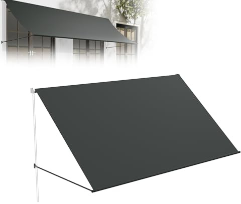 XMTECH Fallarmmarkise 235 x 145 cm Balkonmarkise Sonnenschutz mit UV-Schutz & wetterfest Polyester, Wandmontage für Balkon Fenster Terrasse, inkl. Montagematerial, Anthrazit