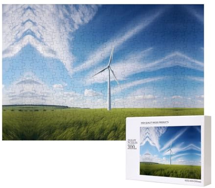 Poezjzw Windrad-Puzzles für Erwachsene, 300 Teile, Holzpuzzle für Familie, Freunde, Heimdekoration, Wandkunst, 15,7 x 27,9 cm