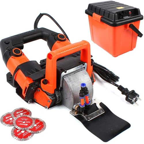 Electric Wall Chaser 5200W - High-Powered Groove Cutting Machine for Concrete, Granite, Brick & Rebar - Dust Proof with Water Box for Seamless 90° Cutting
