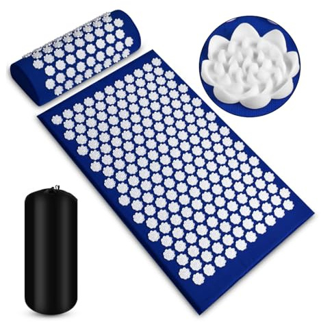 Hsyan Esterilla Acupresion Kit, Cojín de Acupresión con Almohada Bolsa, Almohadilla de Acupresión Mat de Masaje de Acupresión para Meditación Relajación Muscular, White