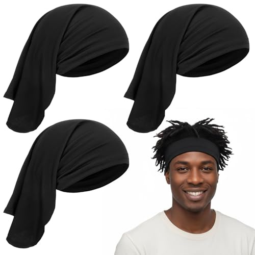 3Pcs Dreadlock Cap Set, Bonnet for Dreadlocks Men, Hair Weave Sleeve for Locs Protection, Versatile Head Scarf and Bandana Style
