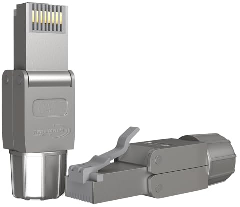 RedStar24 RJ45 Stecker Werkzeuglos CAT 7 – Netzwerkstecker für Verlegekabel AWG 22-24 – CAT7 CAT6a LAN Kabel Netzwerkkabel Ethernet – Geschirmt – LSA feldkonfektionierbar – 10 Gbps – 2 Stück