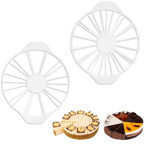 ECVUKQ 2 Stück Tortenteiler, 10/12/14/16 Kuchenschneider Rund Kuchenteiler Classic Torteneinteiler beidseitig verwendbar Tortenschneider Weiß für Torten & Kuchen