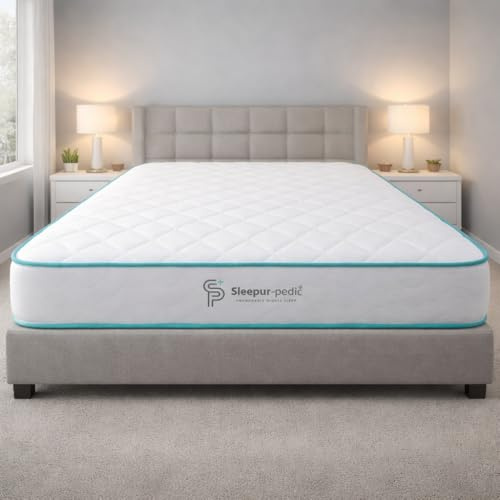 Sleepur-pedic Single Mattress 90 X 190cm, Affordable 3ft Memory Infused Foam and Spring Mattress. Approx 7 inch/18cm Deep with Quilted CoolTouch Cover & Blue Tape Edge,Fire retardant, Soft-Med Feel