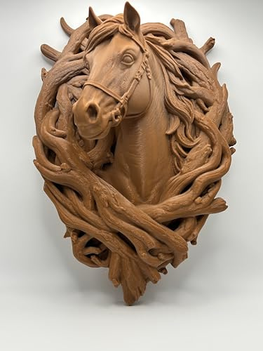 Nex-Home Scultura Testa Cavallo da Parete 3D – Decorazione Rustica Moderna, Wall Art Animale Contemporanea, Testa Cavallo Decorativa, Scultura Artistica per Casa, Studio, Ufficio, Rustico, Decorativo