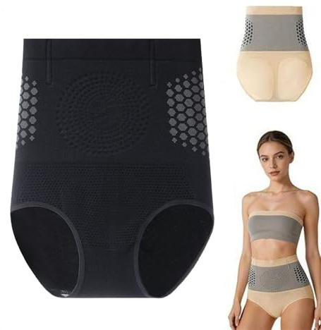 Pauraju Pantalones Cortos Moldeadores 4 en 1, Faja Reductora Mujer con Microperlas, Control de Abdomen y Levanta Glúteos, Ropa Interior de Cintura Alta Sin Costuras e Invisible para Diario