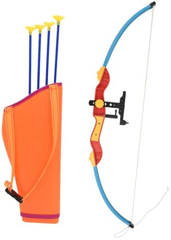Ziaphsol Juego de tiro con arco para niños con arco, 4 flechas con punta de ventosa, ABS PP PE, 76 cm de longitud de arco para jardín, playa, parque, escuela y cumpleaños infantiles, movimiento y