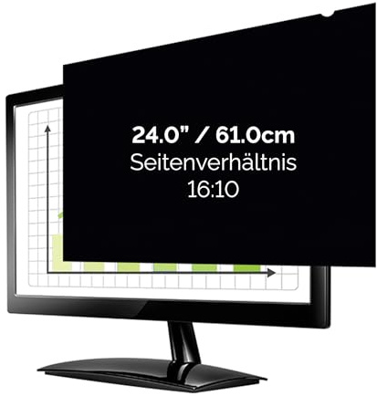 Fellowes PrivaScreen Black Out Sichtschutzfilter Blendschutz Blaulichtfilter für 24,0-Zoll-Monitore (Seitenverhältnis 16:10, 521 x 326 mm) Einfaches Anbringen/Entfernen Dank Quick-Reveal-Laschen