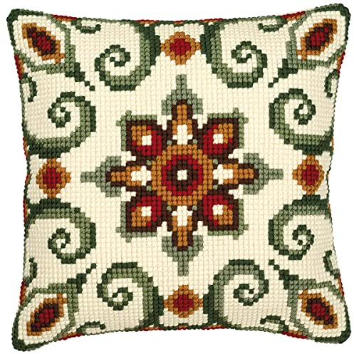 VERVACO Kreuzstich Stickpackungen Kissen Stickerei Set Anfänger Vorgedruckt Geometrisch DIY Set Kreativ Set Für Erwachsene Dekoratives Kissen ca. 40 x 40 cm Bastelset Handwerker Haus Dekoration