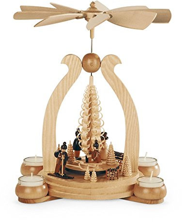 Rudolphs Schatzkiste Teelichtpyramide Tischpyramide Wintermotiv 1-stöckig Natur mit Teelichter (LxBxH):25x19x34cm NEU Tischdekoration Dekoration Weihnachten Wärmespiel Lichter Figur Edelholz Seiffen