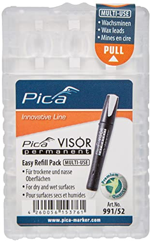 Pica 991/52 VISOR Permanent Marker Ersatzminen weiß | im Easy-Refill-Pack | trocknet nie aus | höchst wirtschaftlich | für den professionellen Anwender | nachfüllbar | Mine Ø10mm Länge 85mm