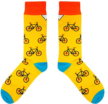 cup of sox Calzini regalo colorati divertenti in tazza di carta per uomini e donne, motive biciclette gialle, cicli 37-40