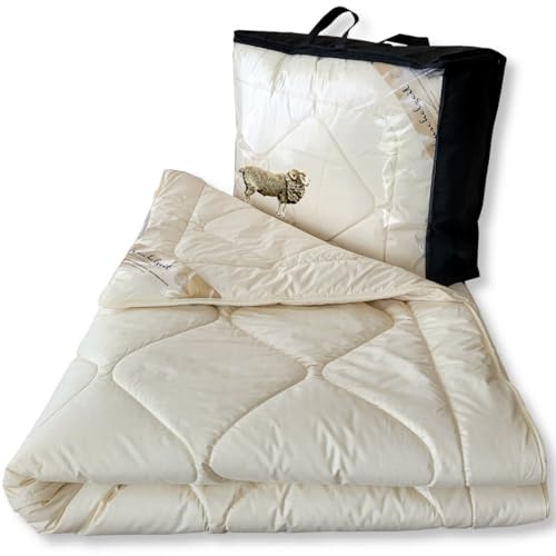 Meivita Merino Schaf-Schurwoll Winterdecke in 155x220 cm Schurwoll Winterbett Duo-Bett Duo-Steppdecke Winter Bettdecke
